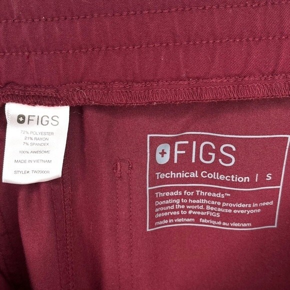 FIGS Yola Skinny Scrub Pants sz S * Burgundy Scrubs Bottoms Pockets - Picture 3 of 3